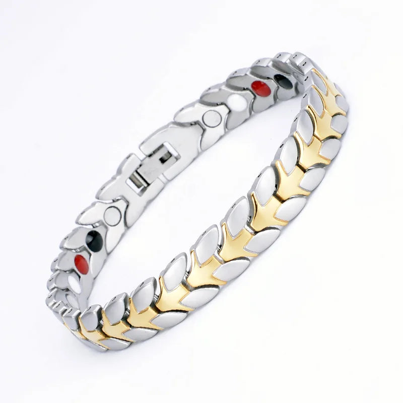 Stainless Steel Couples Magnetic Therapy Bracelet Popular in Europe and the United States Physiotherapy Energy Bracelet