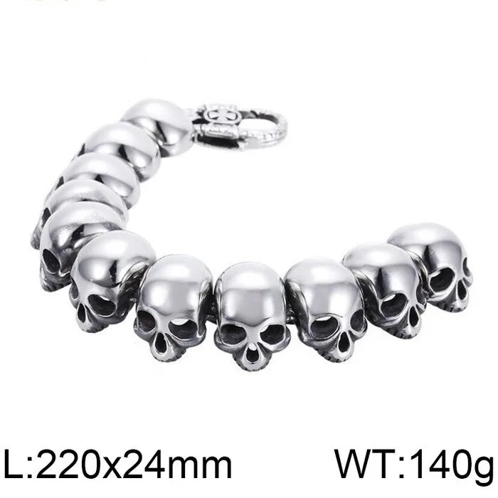 KALEN Hot-selling Jewelry Silver/black/Gold Fashion Bracelets Stainless Steel Punk Skull Links Bracelet for Men