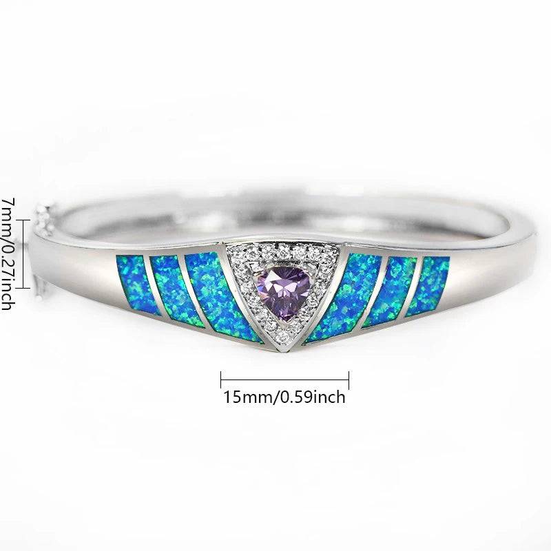 Aobao Vintage Style Opal Blue Sapphire Bracelet Artisan Crafted Unique Jewelry for Fashion Lovers