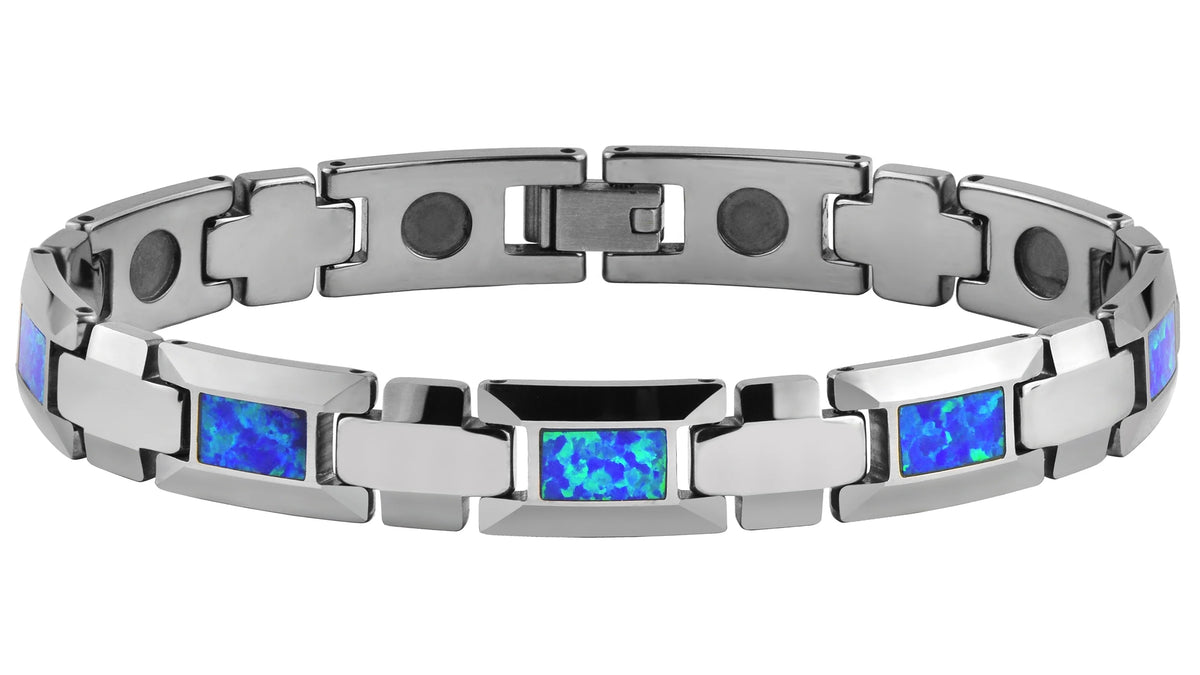 Fashion Men's Tungsten Carbide Magnetic Bracelet with Wood Inlay