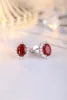 Gemfiori High Quality S925 Silver Lab Grown Ruby Earring Stud Dainty Gemstone Stud Earrings for Women Daily Wear Gift
