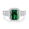 High Quality Fine Jewelry 925 Sterling Silver Green Zircon Ring for Women Gifts Emerald Luxury Women's Green Stone Ring Jewelry