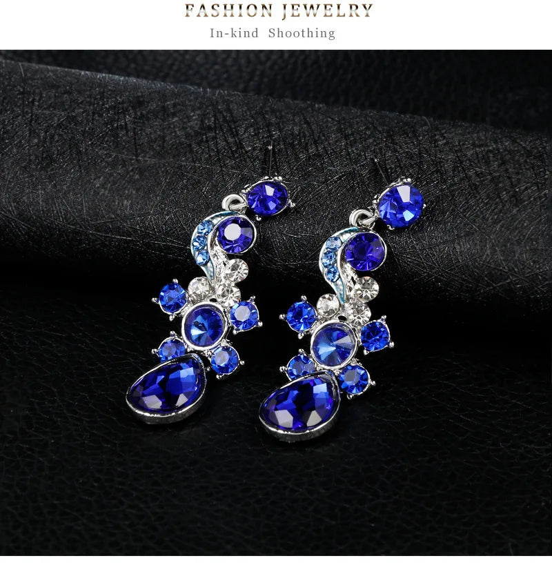 RFJEWEL Bridal Jewelry Necklace Earrings Set Plated for Wedding Dress Gold Cheap Price Elegant with Blue, White Red Romantic N/A