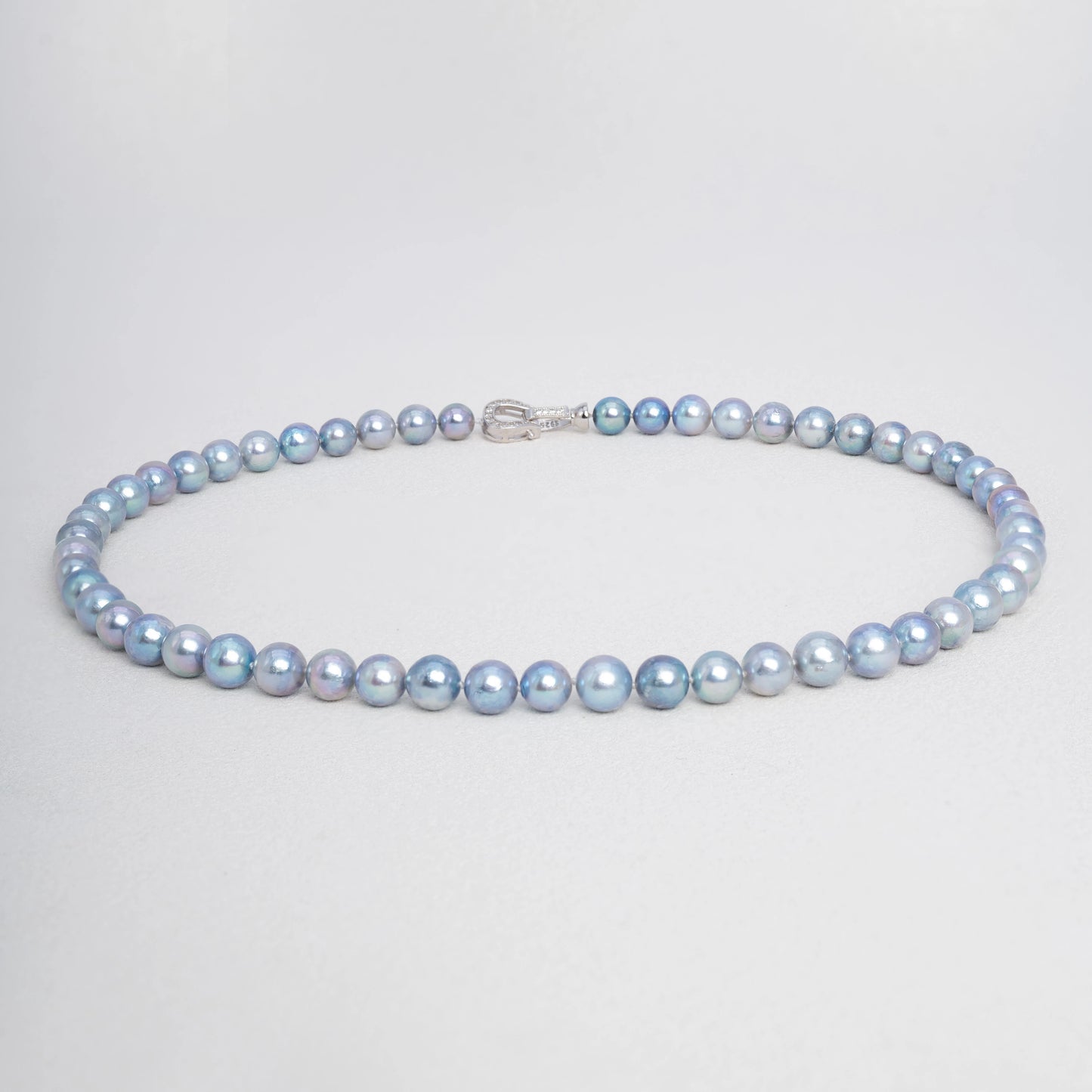 Akoya Blue-gray Seawater 7.5-8mm Pearl Necklace for Women Christmas Gift Necklace