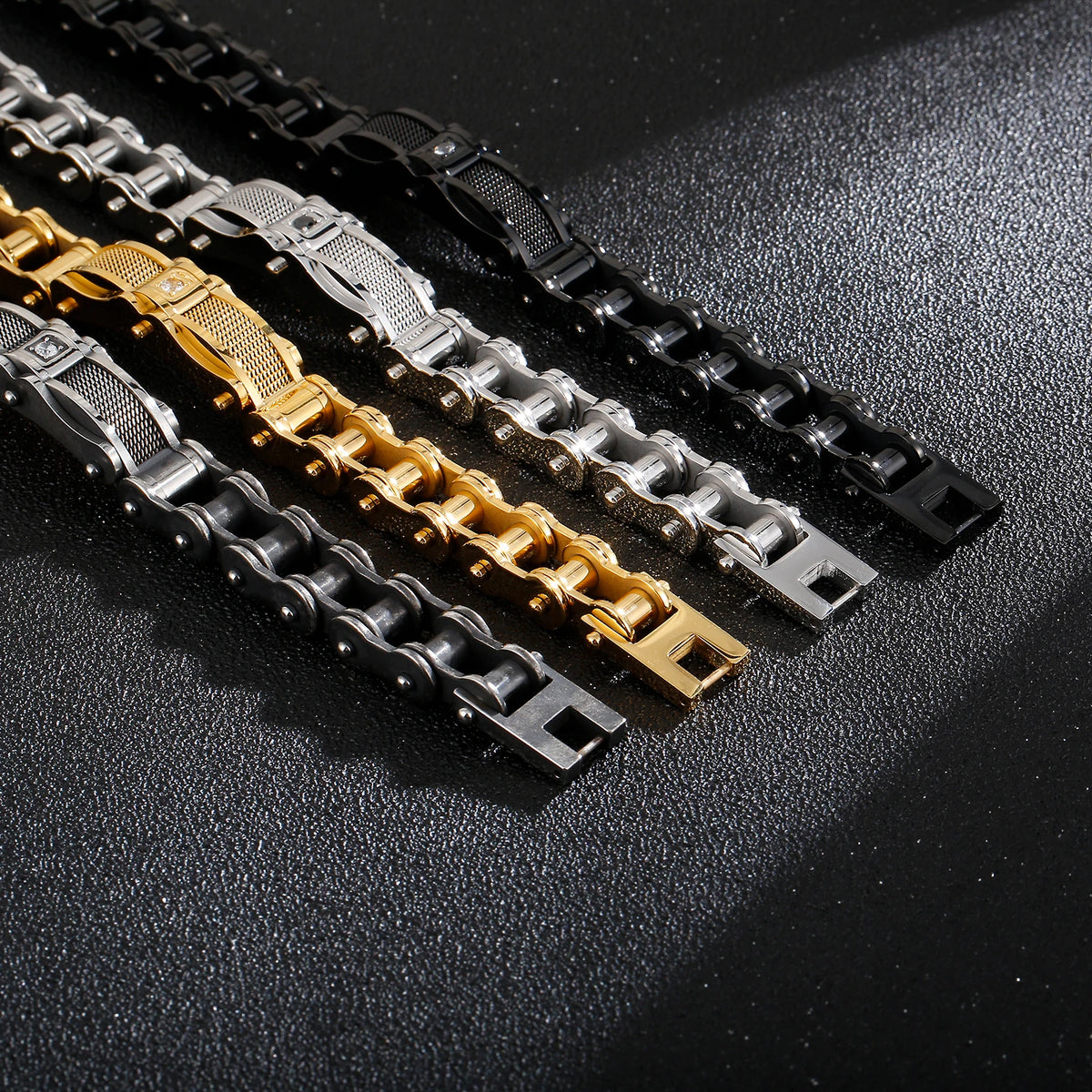 KALEN Stainless Steel Bike Bracelets Bangles for Men