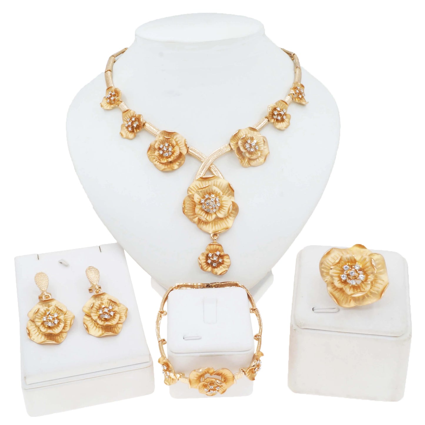Zhuerrui Available Luxury Gold Jewelry Sets Favors Flower Beads Necklace Jewelry Set High-end Woman Christmas Gifts HA23250
