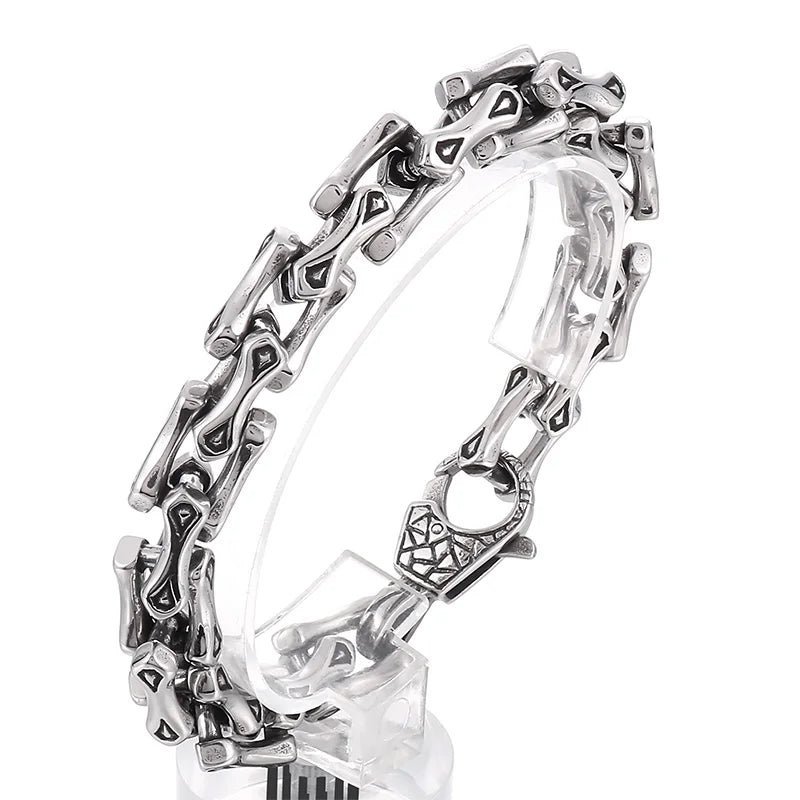 REBEL Trendy Fine Jewelry Fashion Bracelets Stainless Steel Skull Mens Links Bracelet