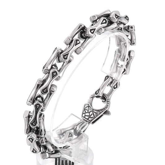 REBEL Trendy Fine Jewelry Fashion Bracelets Stainless Steel Skull Mens Links Bracelet