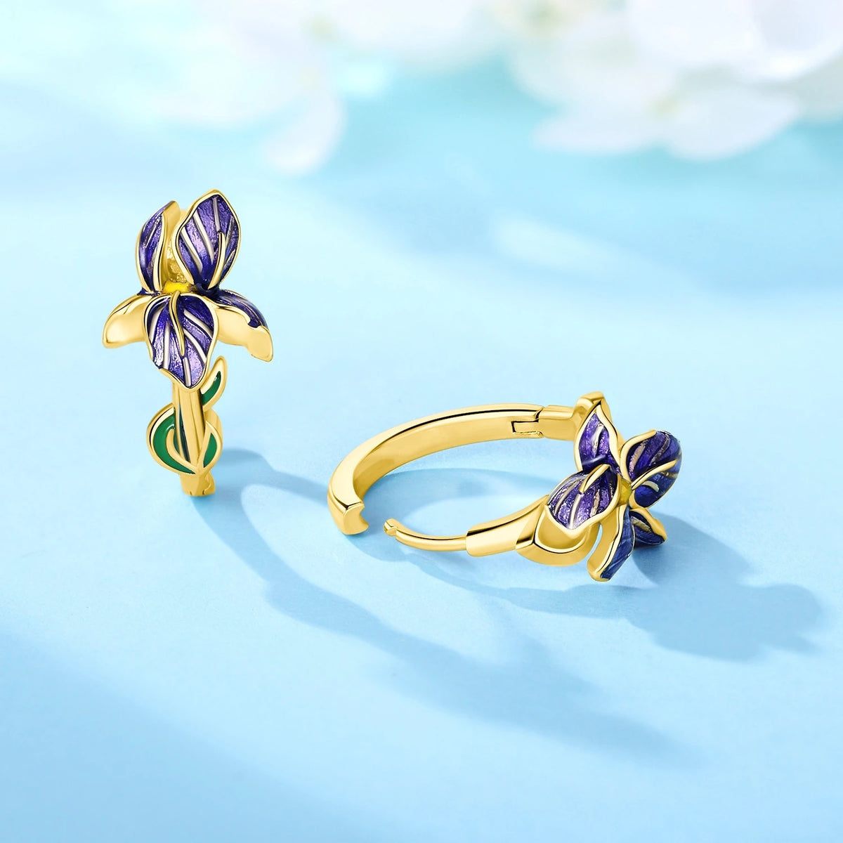 S&S Zircon Plant & Maple Leaf Hoop Earrings — S&S Collection