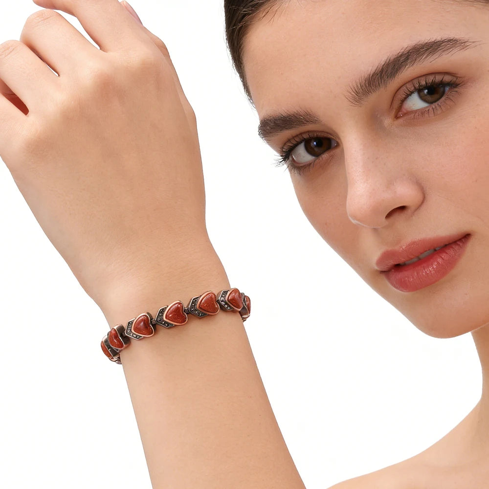 Fashionable Magnetic Inlaid Natural Turquoise Charm Butterfly Design Adjustable Unisex Trendy Bracelet