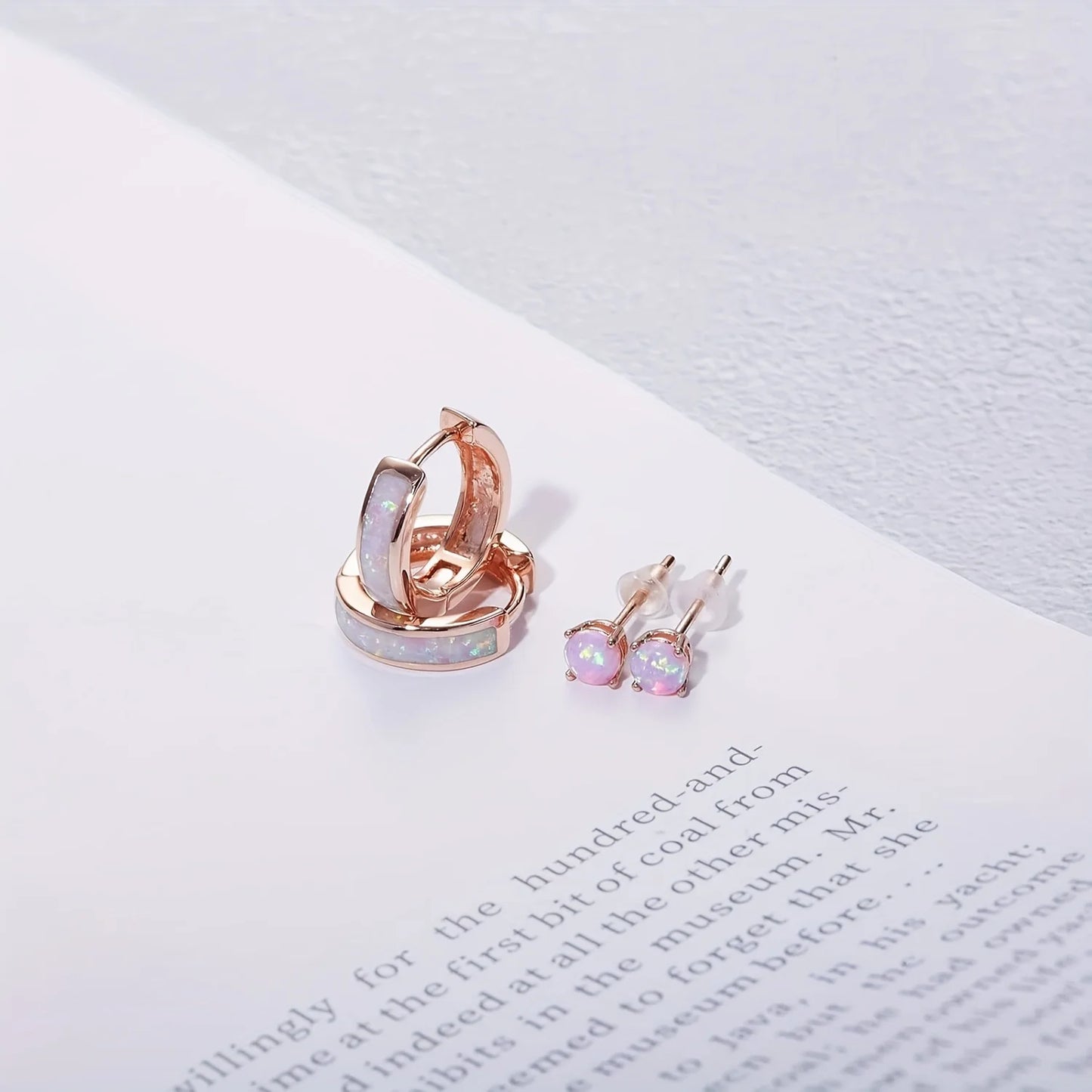 Women's Trendy Silver Plated Copper Alloy Geometric Opal Earrings Set Bulk Gifts