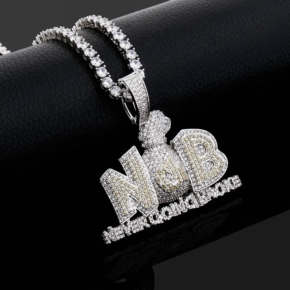 Custom Made Iced Out Chain Pendant Personalized Initial Letter Necklace 14k 18k Gold Plated Copper Hip Hop Charms Rapper Jewelry
