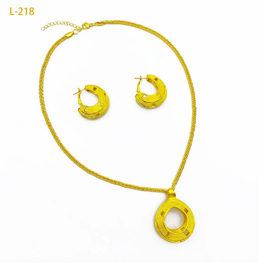 24K Gold Plated African Bridal Crystal Jewellery Set | Necklace & Earrings Wedding Occasion Set