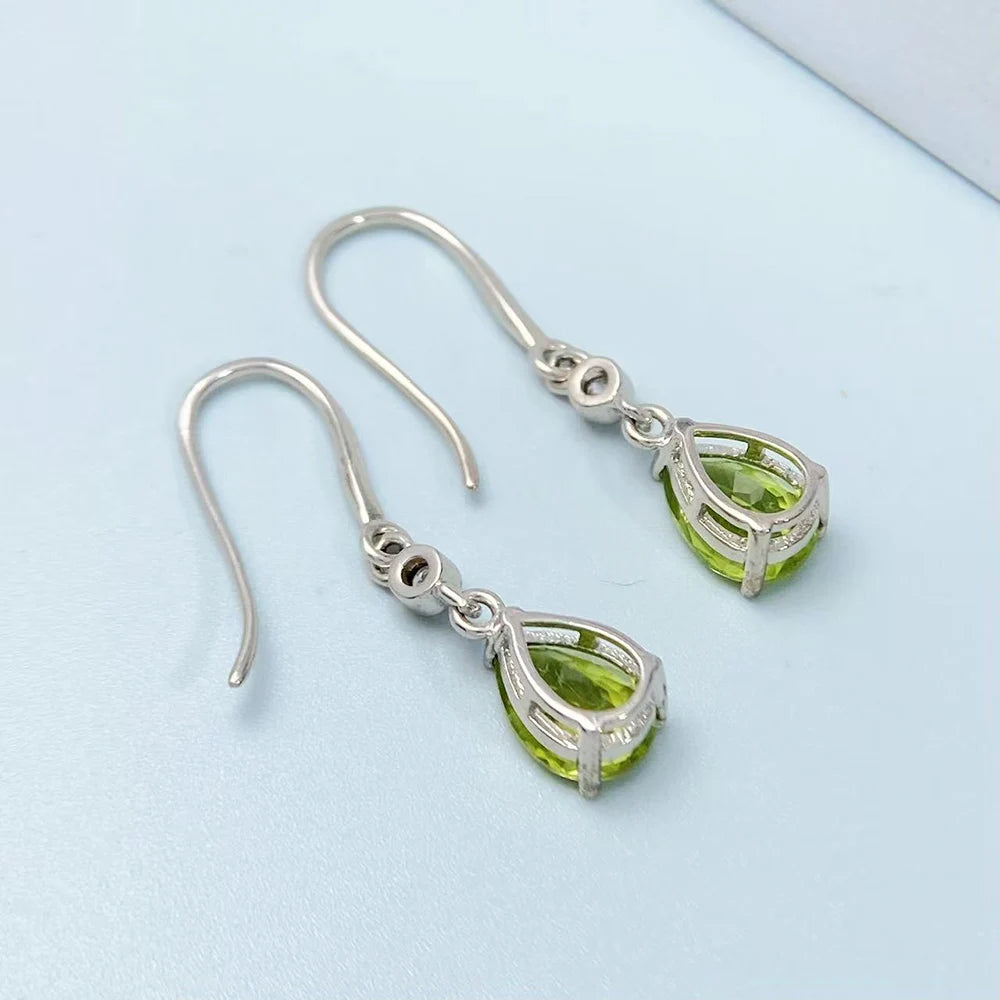 Gioiellieri Natural Peridot Stud Earrings S925 Sterling Silver 925 Jewelry for Women Fine Jewelry Wedding Gift Fashion Accessories Gemstones