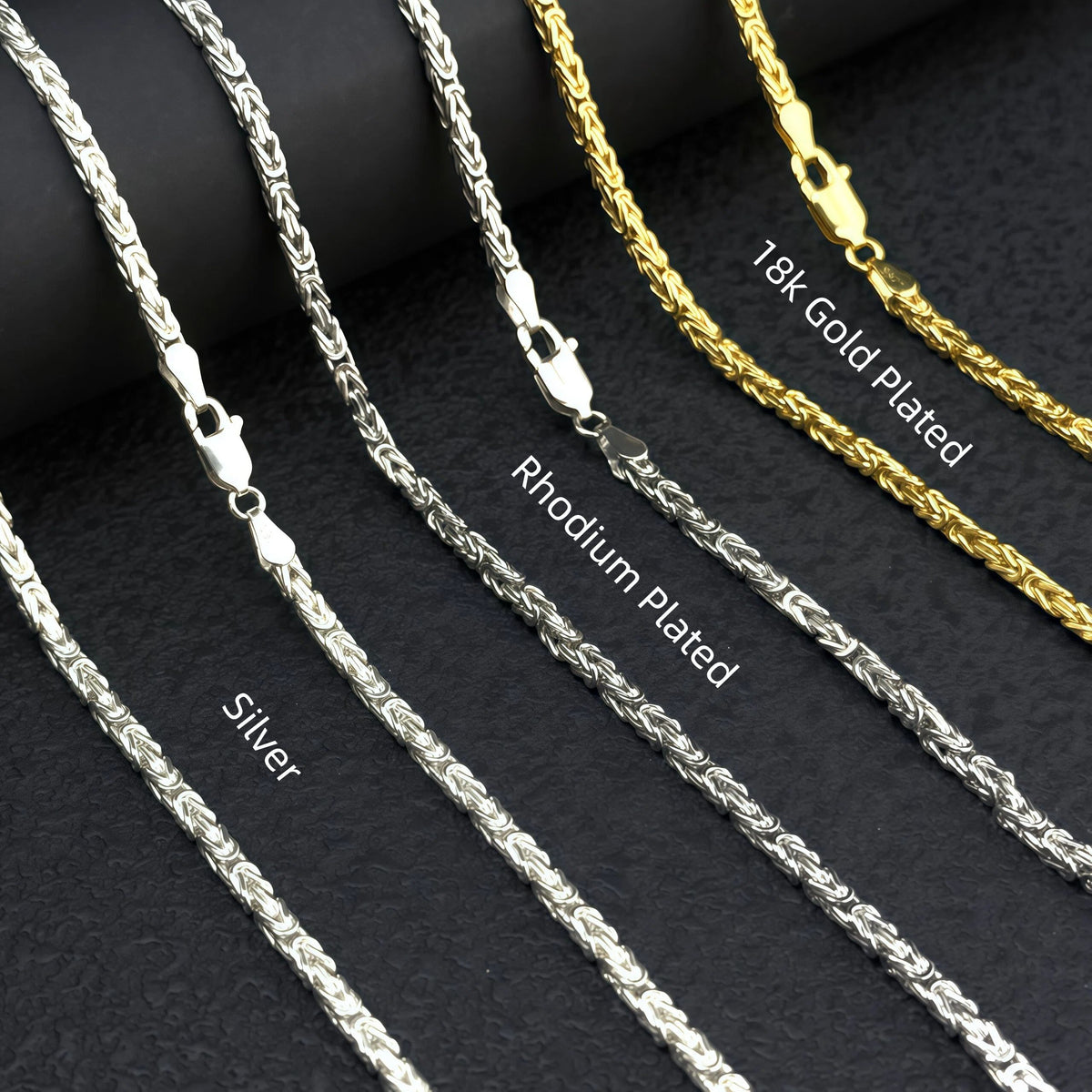 Wholesale StarPaGo 925 Sterling Silver Hip Hop Necklace 2.5mm King Chain Byzantine Link Rhodium Plated Unisex Gift Party