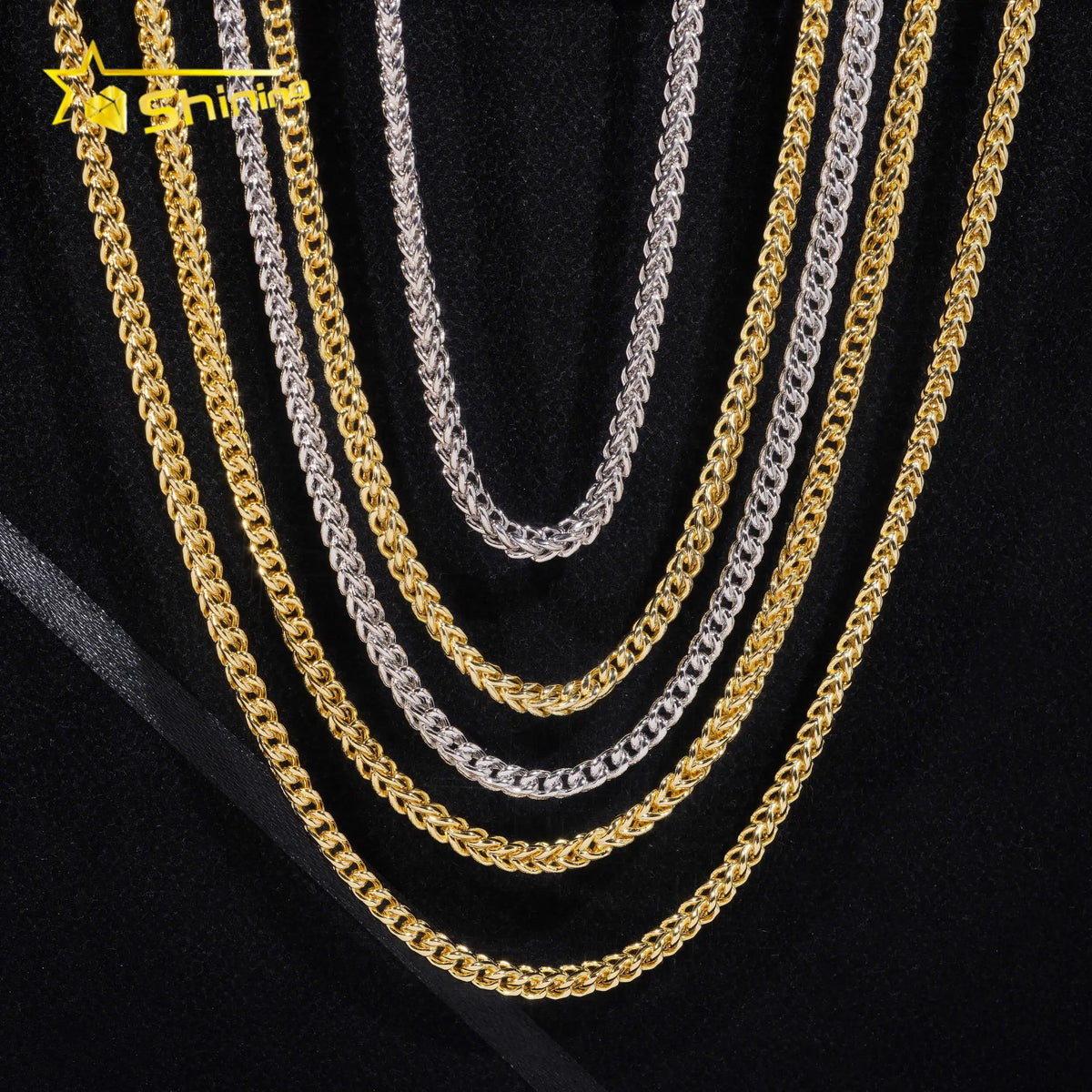 BiG-BOSS Fast Shipping Hip Hop Jewelry Necklaces Men Women Choker Necklace Fashion Gold Plated 4MM Stainless Steel Moissanite Rope Chain