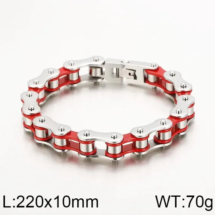 REBEL GOLDIX Men's Stainless Steel Biker Chain Bracelet Hip Hop Bicycle Bracelet Punk Rock Style Butterfly Shape Fashion Buddhism