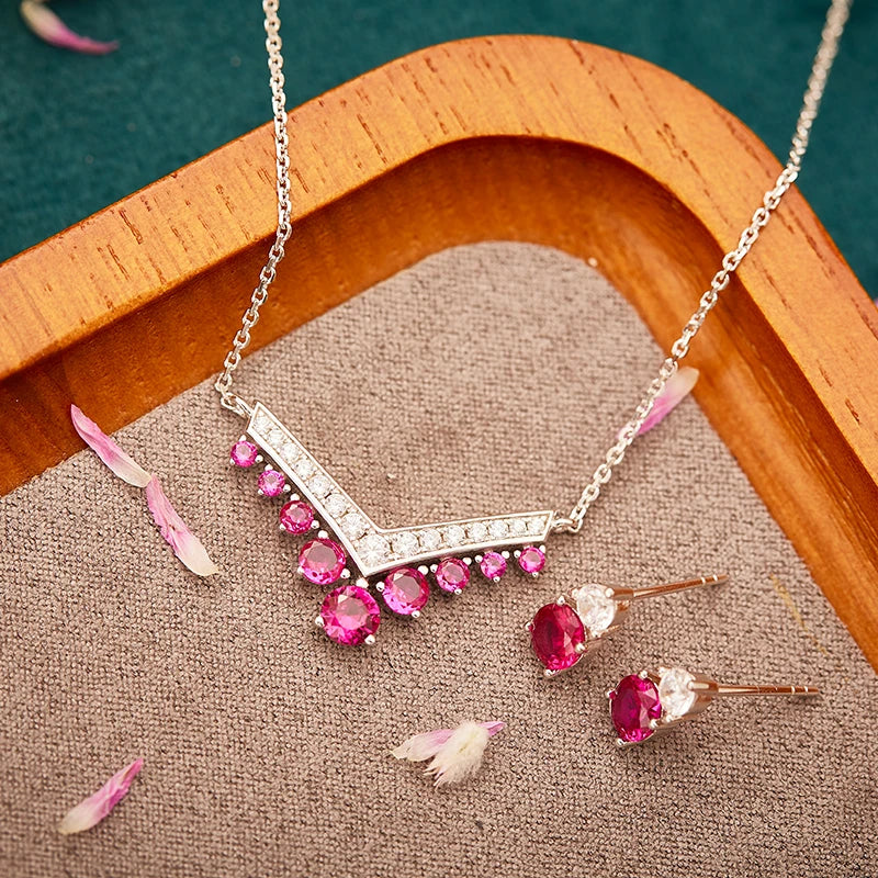 Xiaohongbao Necklace Earrings  Brass Inlaid Zirconia Simple and Luxurious Women's Daily Accessories