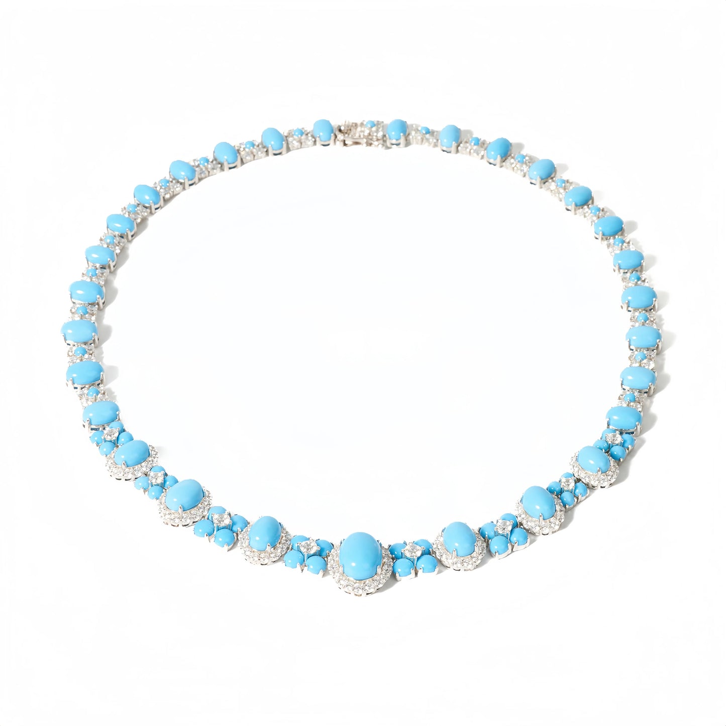 MUSHAN Fine Jewelry Factory 925 Sterling Silver Chain Necklaces Luxury Designer High Carbon Diamond and Turquoise Charm Necklace