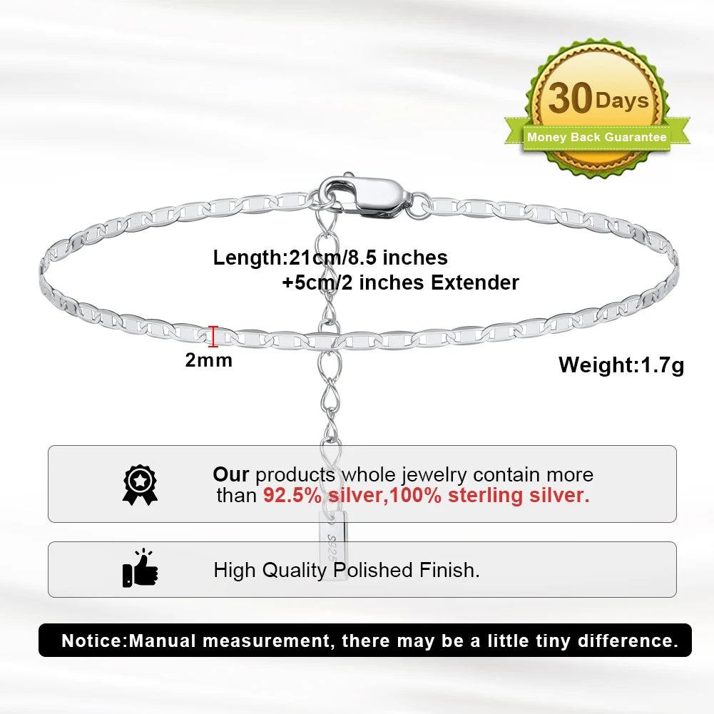 RINNTIN 14K Gold Color Adjustable Link Bracelet Anklet for Women Beach Foot Jewelry 925 Sterling Silver Leg Cuban Chain Anklets