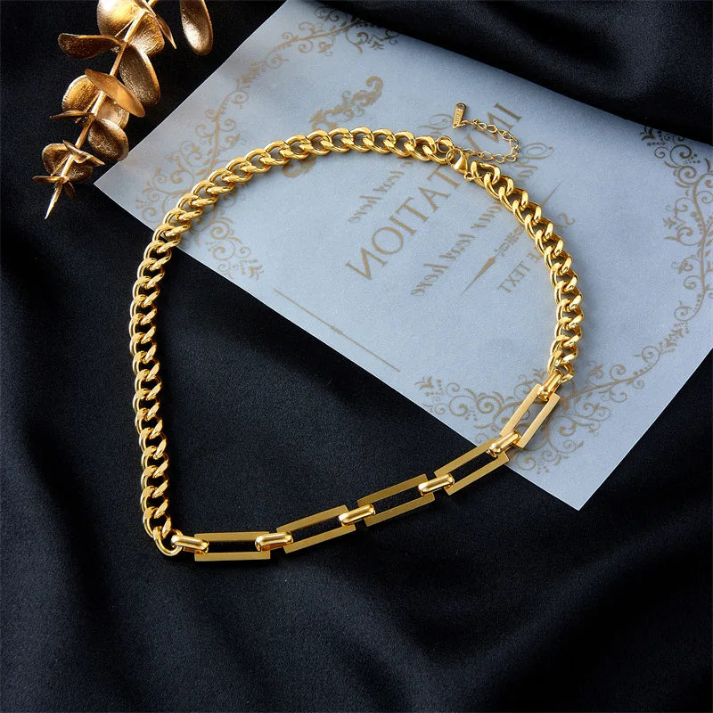 Gold Chain Necklace & Bracelet Jewellery Set | Waterproof Everyday Luxury Fashion Set