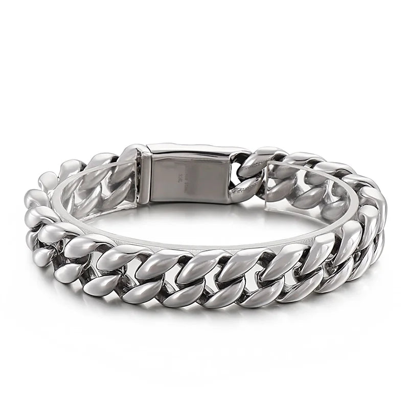 KALEN Hip-hop Stainless Steel Fashion Jewelry Bracelets Cuban Style Links Bracelet for Men