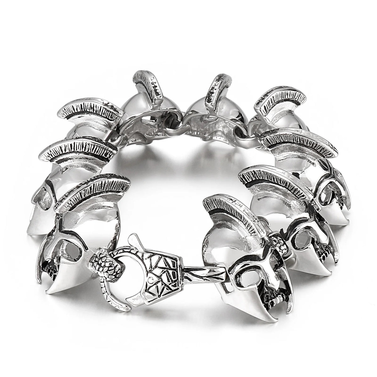 VIKING Mens Punk Wide Link Charm Bracelet – Silver Stainless Steel