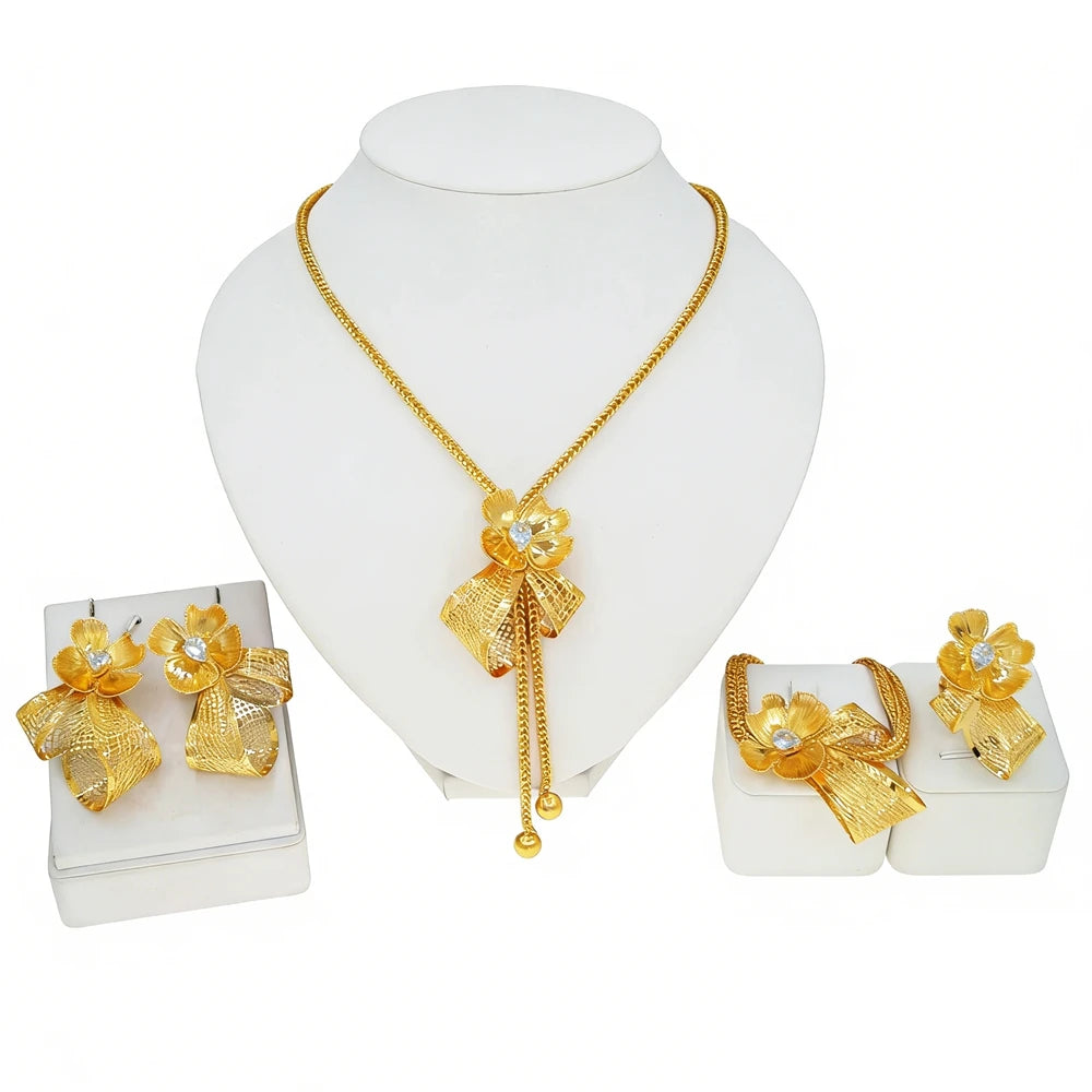 Italian Jewelry Set Alloy Brazilian Jewelry Sets Wedding Party Pendant Necklace Bracelet Ring Earrings Jewelry Set HE2550220