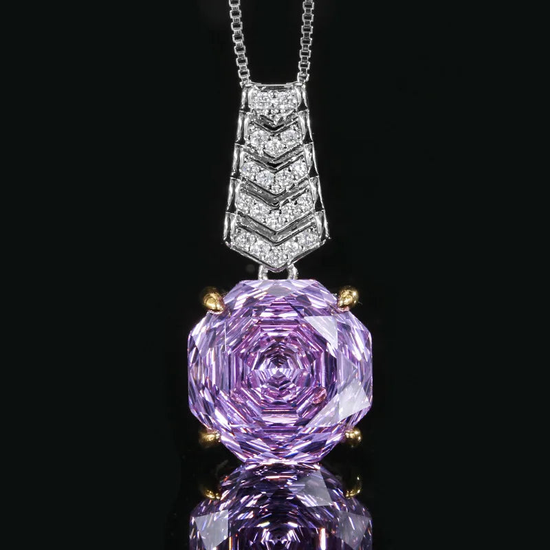 Gemfiori Ose Purple Set Necklace Ring Earrings Zircon Luxury Jewelry Women's Wedding Bridal Clothing Accessories Set