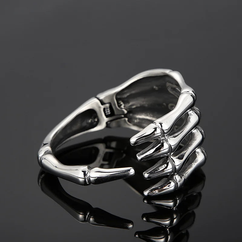 VIKING Mens Skeleton Devil Claw Cuff Bangle – Brushed Stainless Steel