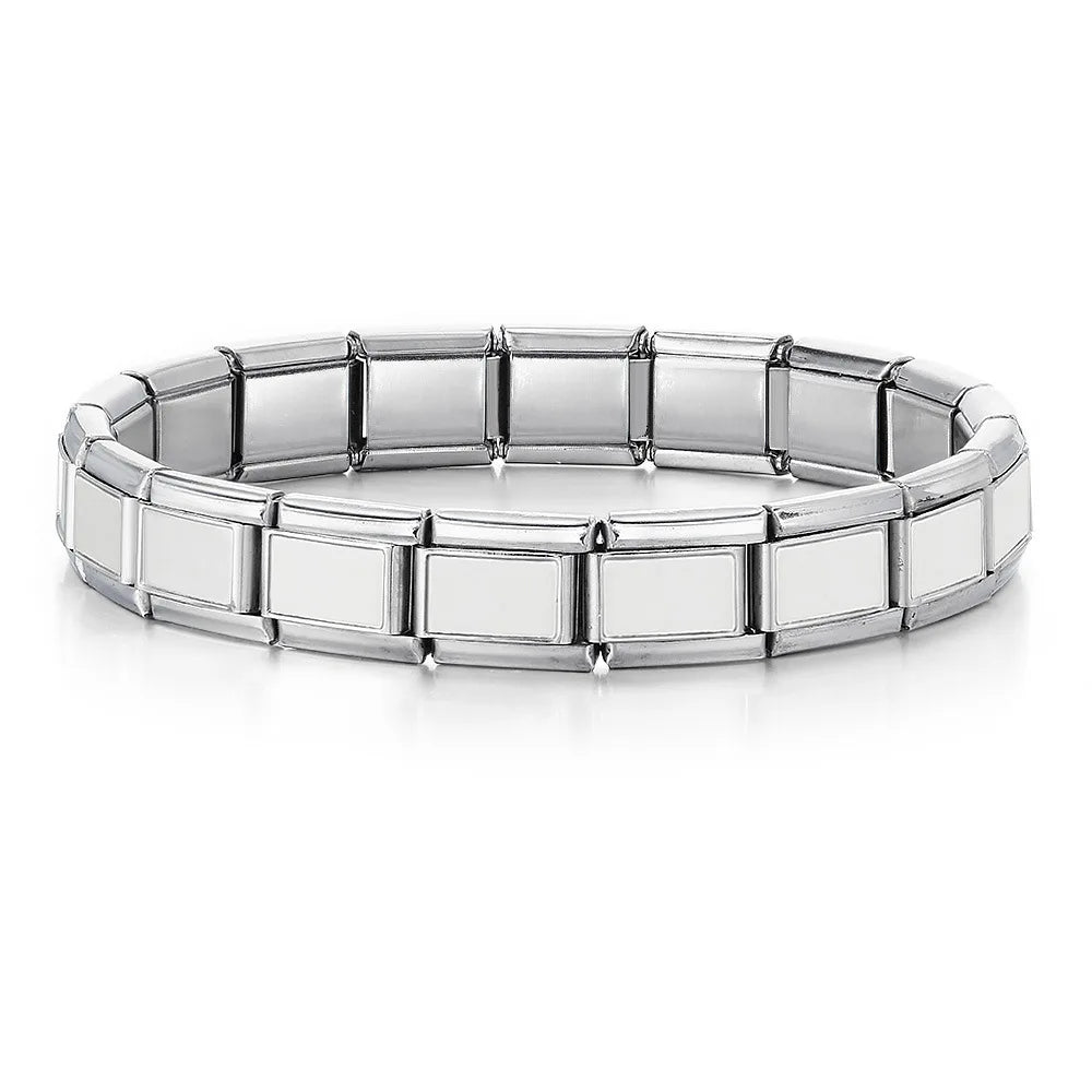 REBEL FASHIONISTA LAMOON Simple Colorful Width 9mm Elastic Link Chain Stainless Steel Bangle on Hand Jewelry DIY Making Italian Charm Bracelet