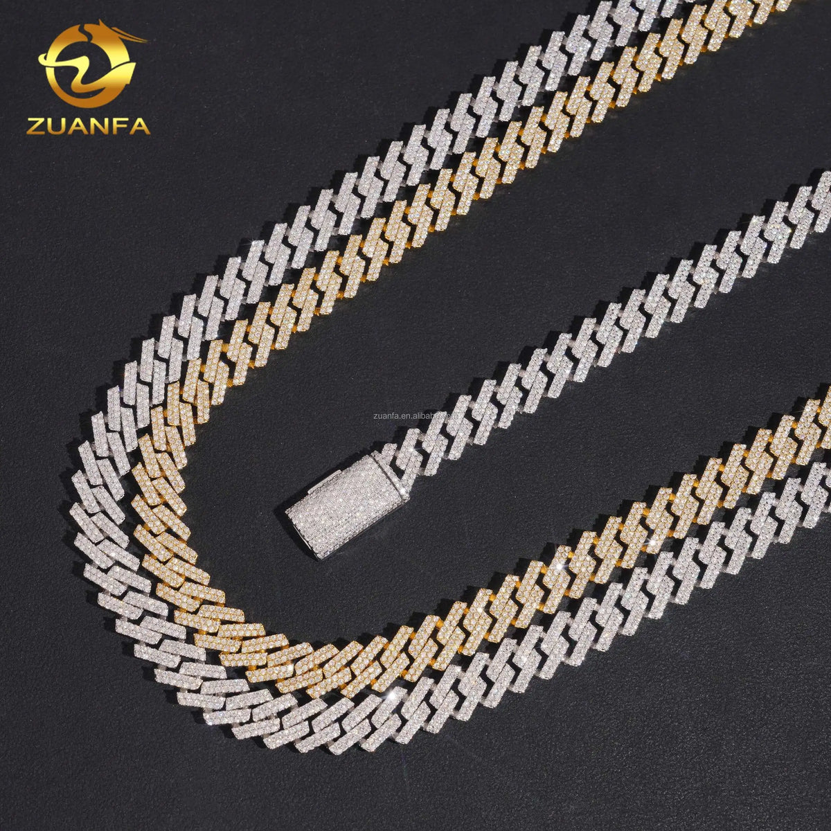 Best Selling Pass Diamond Tester 10mm Two Rows Brass Iced Out Hip Hop VVS1 Moissanite Diamond Cuban Link Chain & Bracelet Set