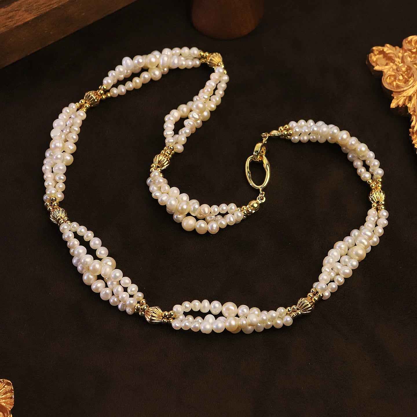 Natural Freshwater Pearl Multi-Layer Necklace for  Women Daily Party Wedding Dainty Bridal Necklace Korean Style Fashion Jewelry