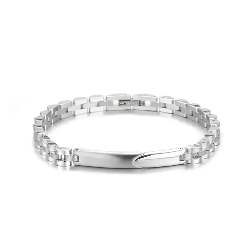 REBEL Anti Tarnished 316L Stainless Steel Fashion Men's Bracelet & Bangle 14K 18K Gold Plated Engravable Bracelet Blanks For Men