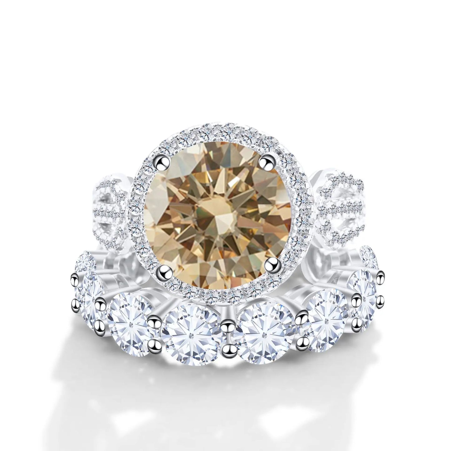 Wholesale Fine Luxury Jewelry Women Red Rings with 12 Carat GRA Certificate Big diamond Moissanite 925 Sterling Silver Ring Sets
