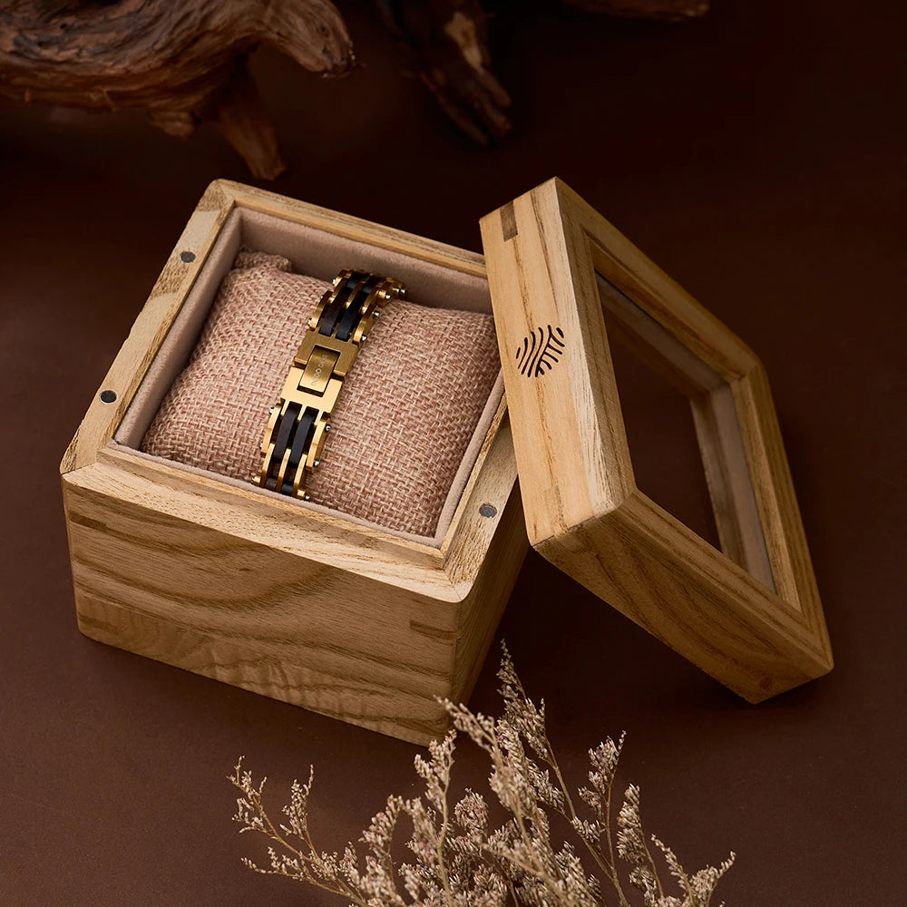 REBEL Luxury Wooden Unisex Stainless Steel Chain Bracelet Vintage Black Zinc Plated Custom Logo Engraving Handmade Fashion Jewelry