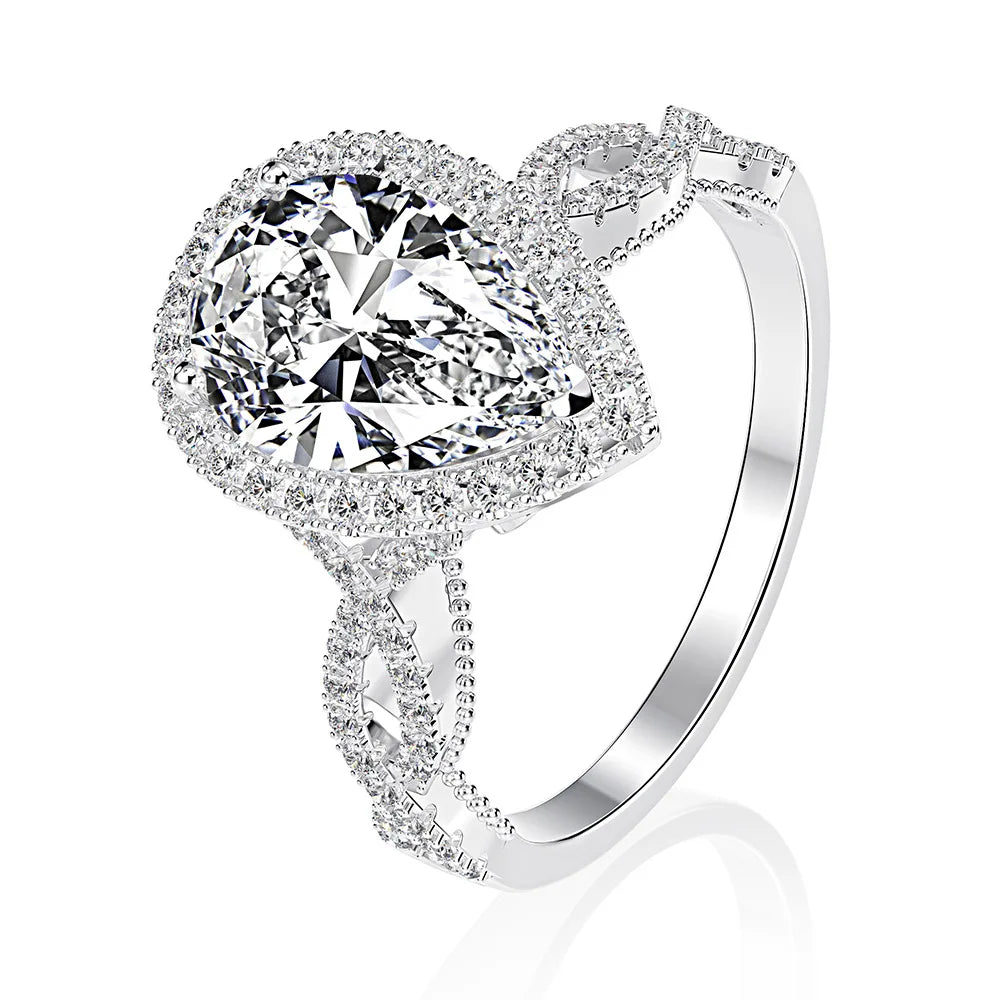 MuShan Jewelry Factory High Quality s 925 Sterling Silver Rings for Women 8*12 High Carbon Diamond Ring 2 Carat Ring Jewelry