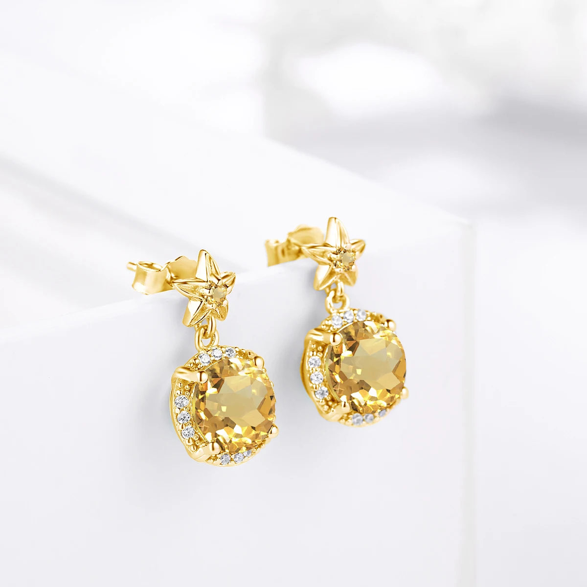 ArtistA French Noble Classic Jewelry Set Luxury Party Round Citrine 925 Ring Sterling Silver Women Jewellery Sets