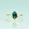 Gemfiori Price 925 Sterling Silver Gold Plated Colorful Gemstone Oval Cut 6x8mm Drop-Shaped Dainty Gemstone Tear Drop Ring