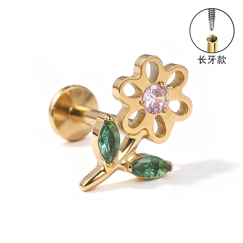 S&S ASTM F136 Titanium Zircon Helix Cartilage Stud | Gold | 31 Designs
