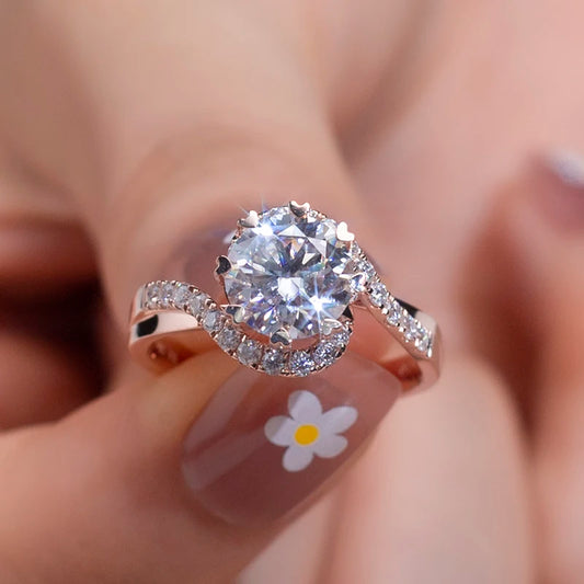 Gemfiori MSR-787 Custom Ring Jewelry 2.5ct D VVS2 Engagement Ring 18k Rose Gold Round Cut Luxury Lab Grown Diamond Ring