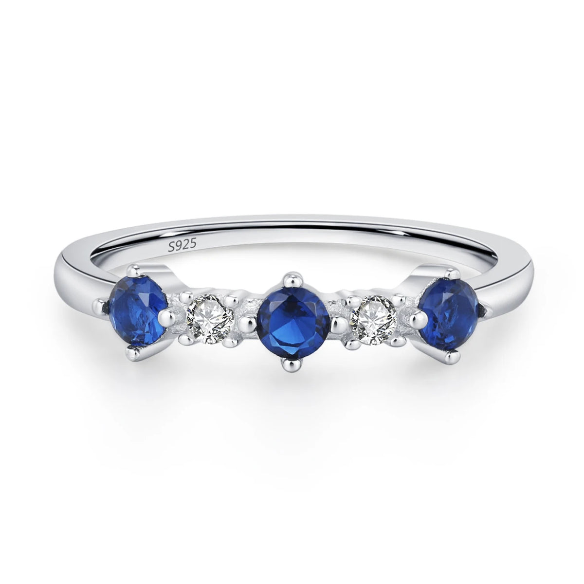 Factory Direct Women 925 Sterling Silver Sapphire Iced Out Blue 5A 8A Zirconia Ring Engagement Wedding Ring Jewelry Manufacturer