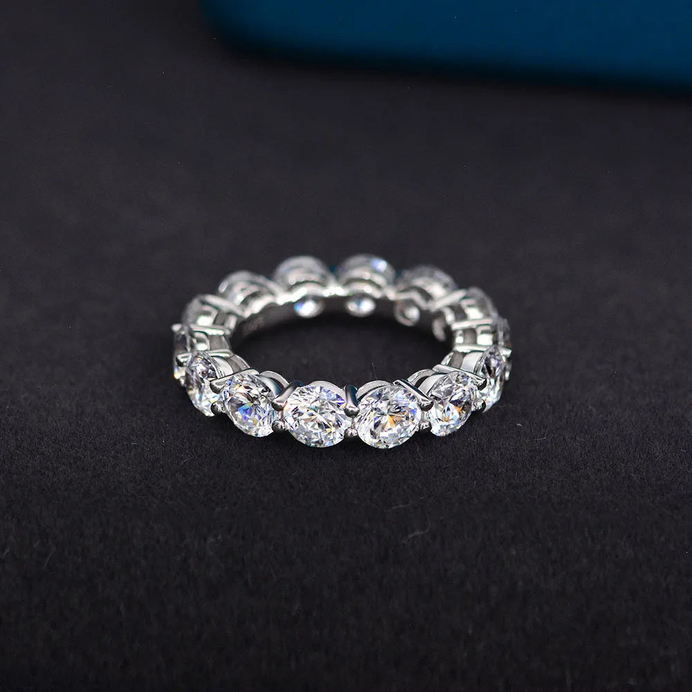 MuShan Jewelry Factory 2026 New 5mm Row Ring 925 Silver 0.5ct Women's Luxury Wedding Anniversary Party Pave Setting CMA