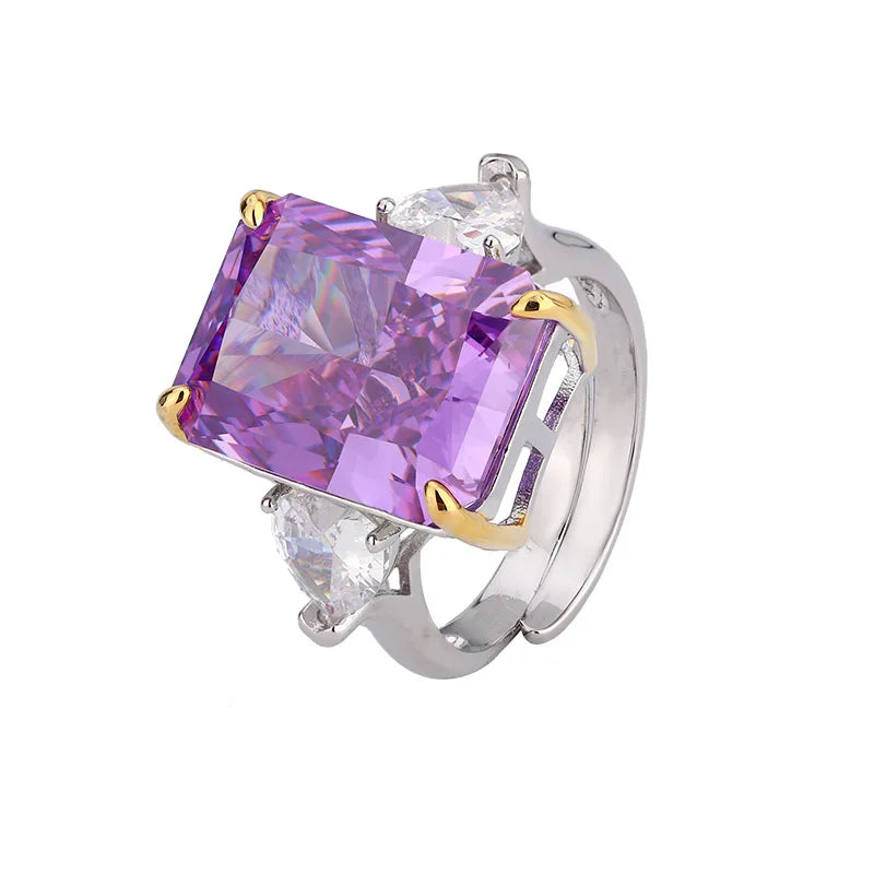 Gemfiori High Class Exquisite Purple Pendant Perfume Bottle Earrings Fashion Ring Temperament Jewelry Set