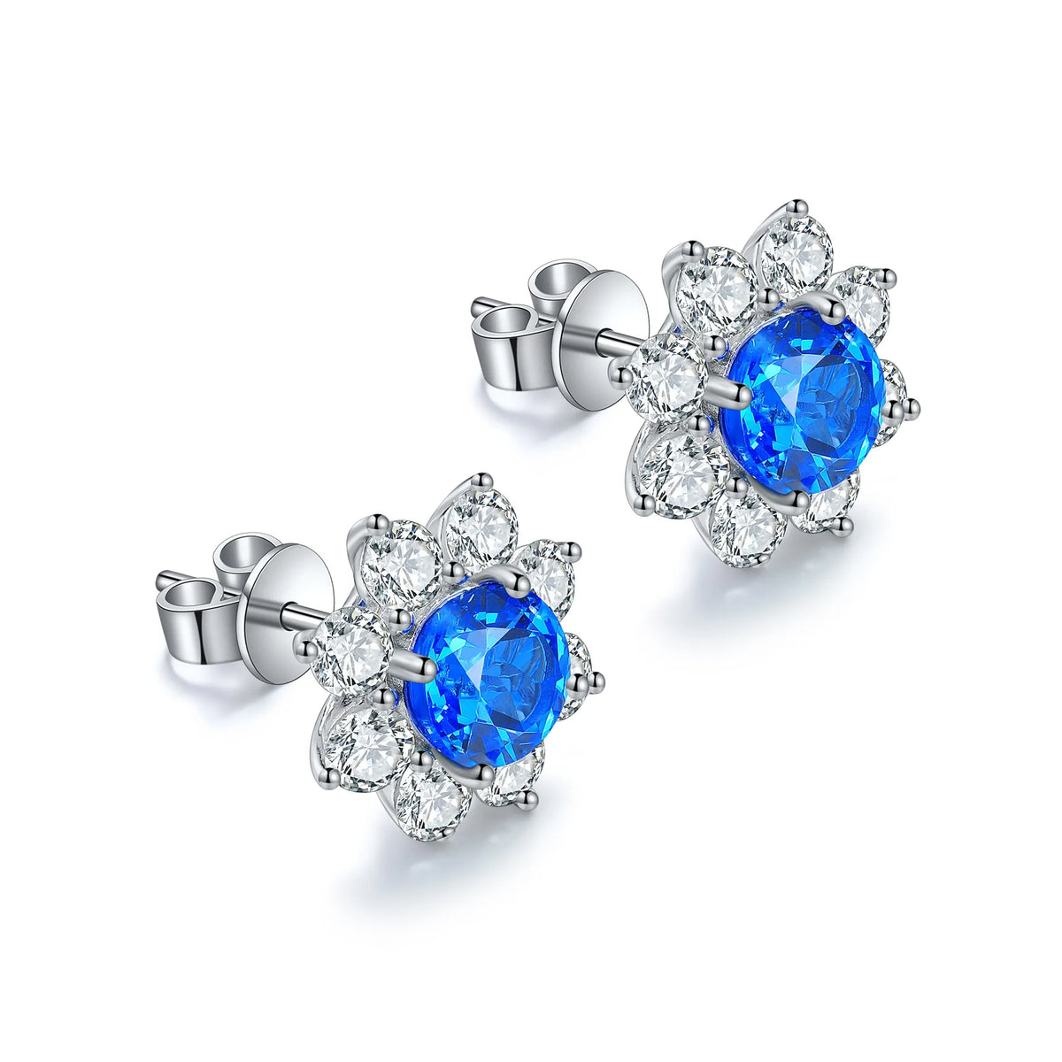 Gemfiori Anster S925 Silver Lab-Grown Cobalt Spinel Trendy Drop Earrings for Woman Wedding & Party