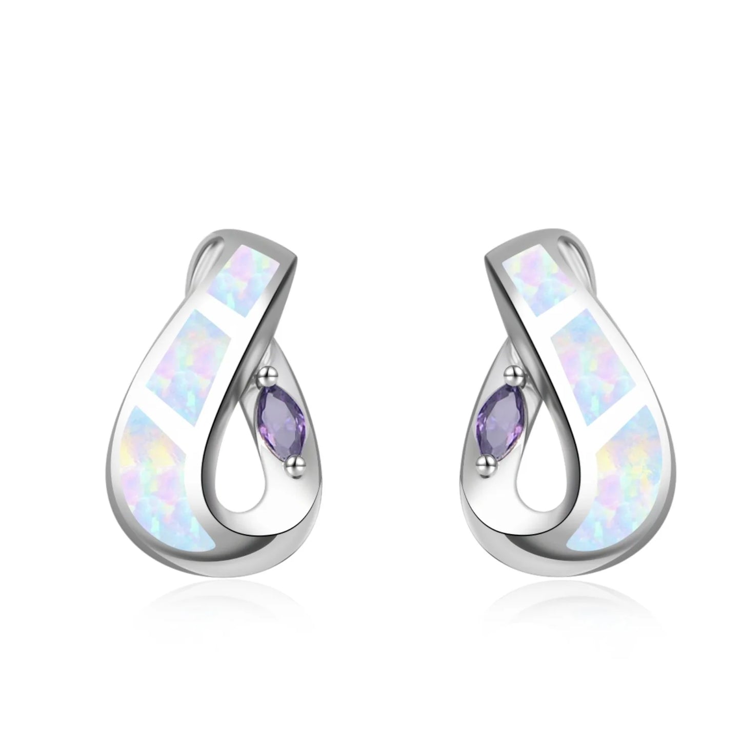 TikTok Ins Viral Hawaiian Ocean Style Blue Opal Infinity Hoop Studs Opal Jewelry