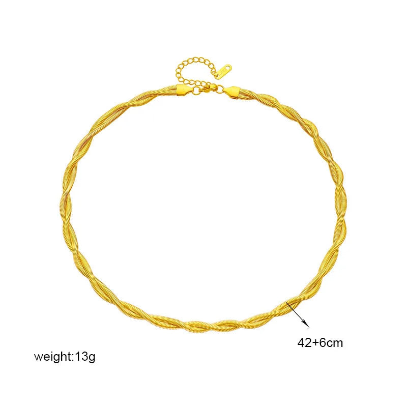 Gold Twist Chain Necklace & Bracelet Jewellery Set | Textured Luxury Fashion Set