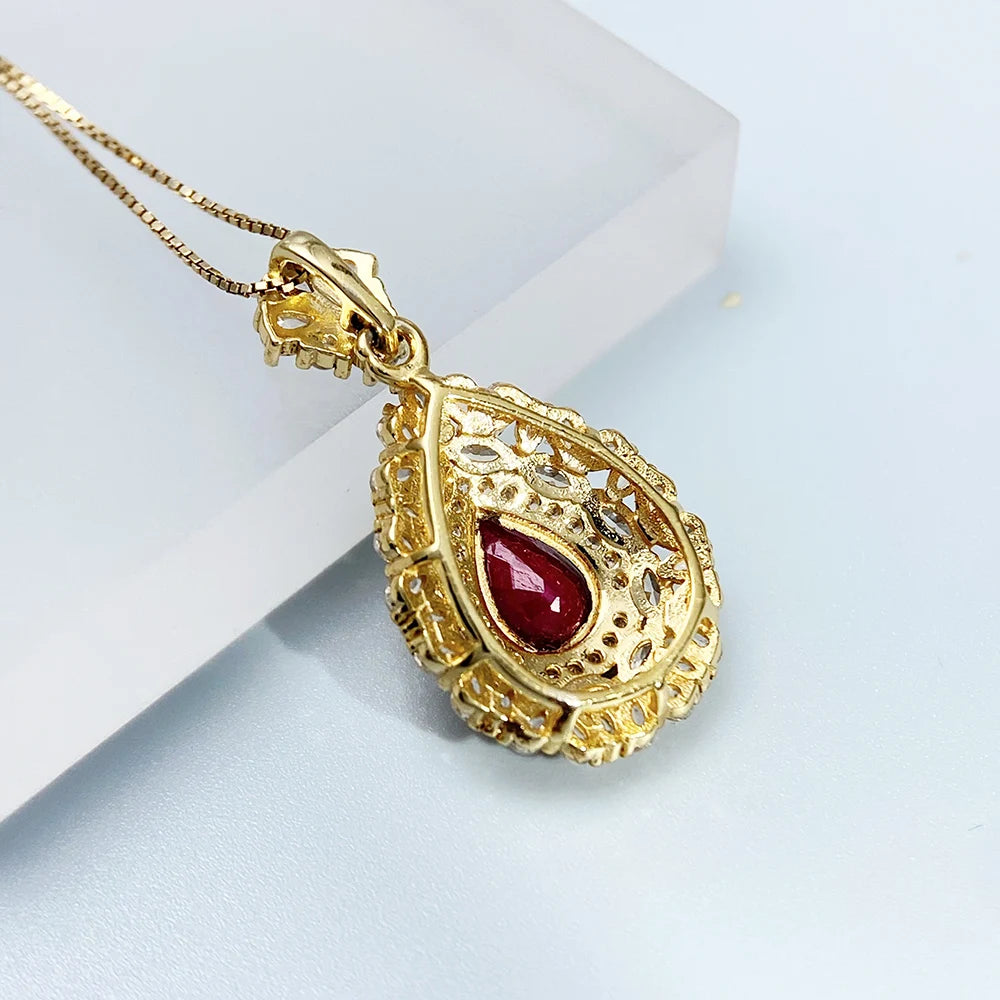 Gioiellieri Ruby Pendant for Necklace with Natural Red Gemstone 925 Sterling Silver July Birthstone Fine Jewelry Luxury Engagement Wedding
