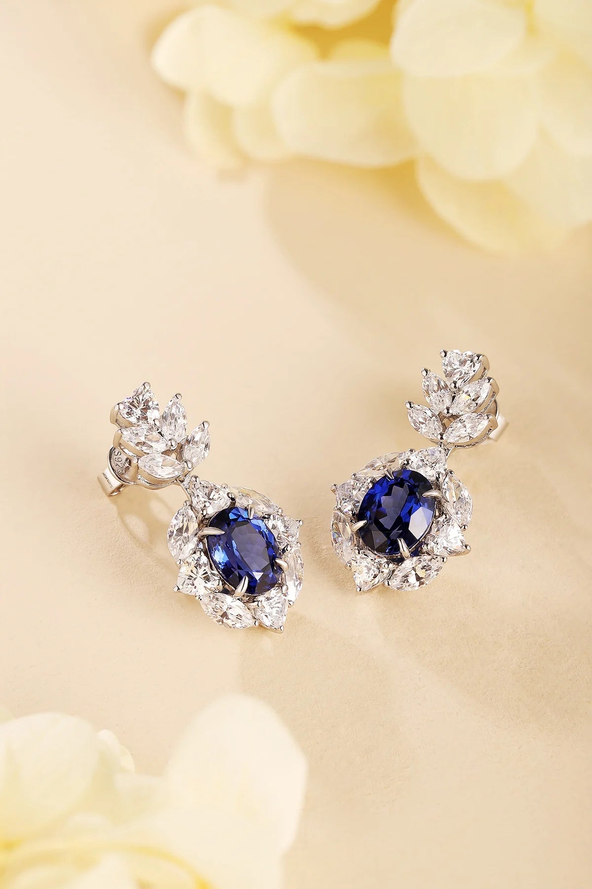 Gemfiori Anster High Quality S925 Lab Grown Sapphire Earring Stud Dainty Gemstone Stud Earrings for Women Daily Wear Gift