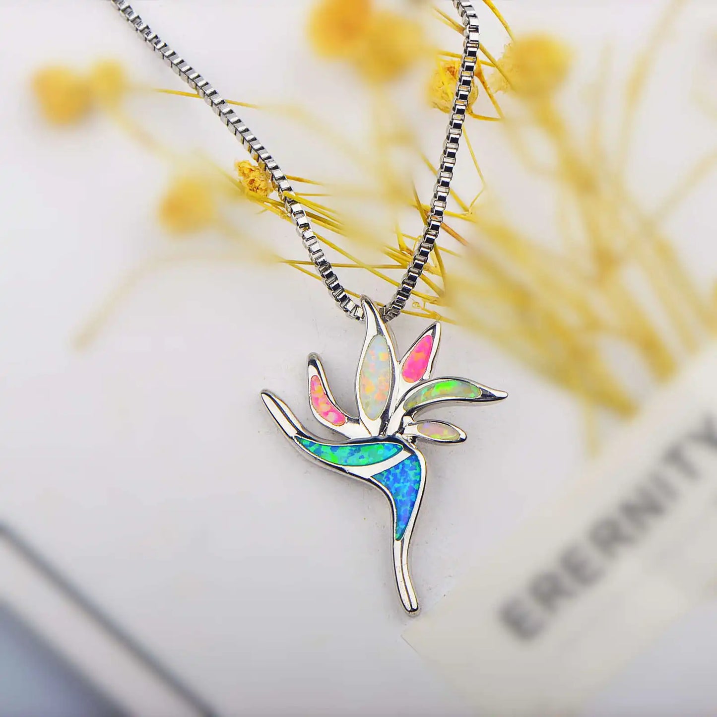 Hawaiian Plumeria Opal Necklace Bohemian Egg Flower Pendant Jewelry Wholesale for Women